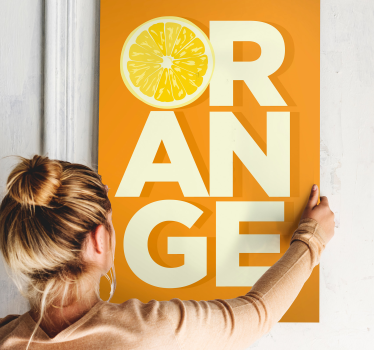 Sliced orange text fruit canvas art - TenStickers