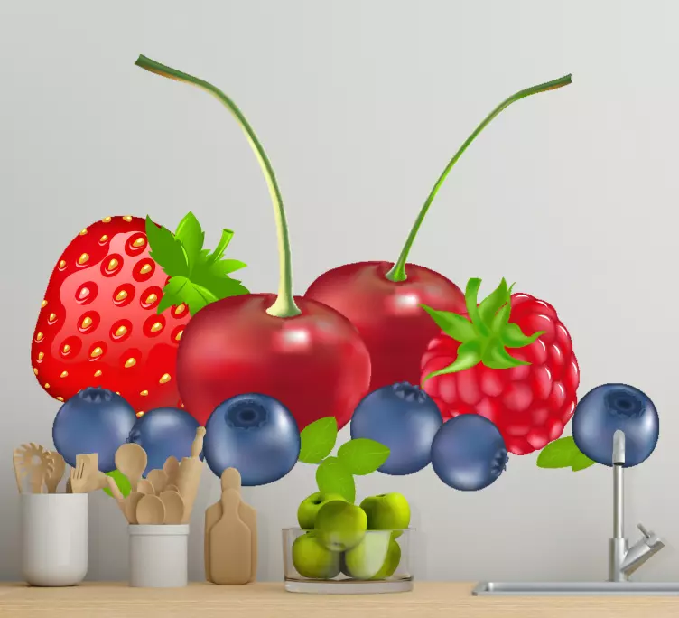 3 fruits on a coloured background fruit sticker - TenStickers