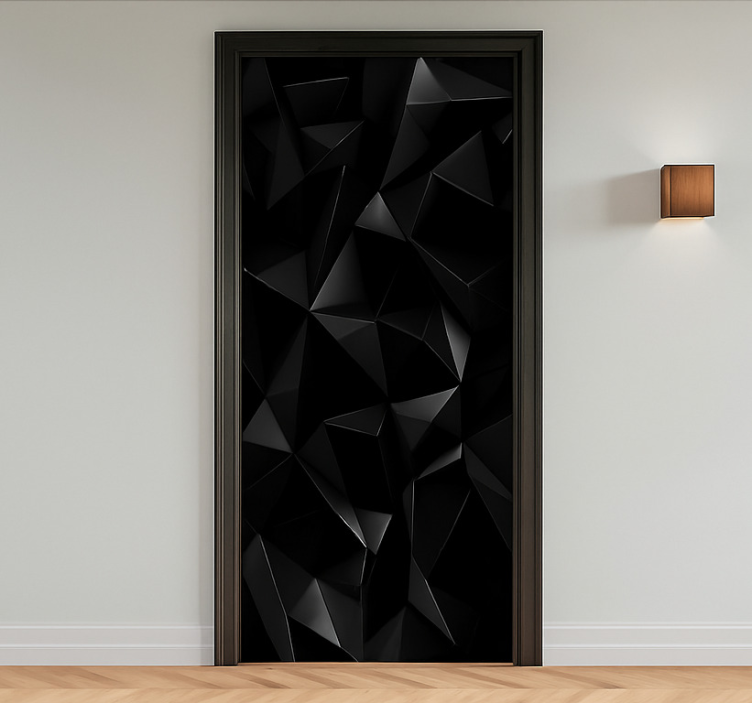 3D black blocks door sticker - TenStickers