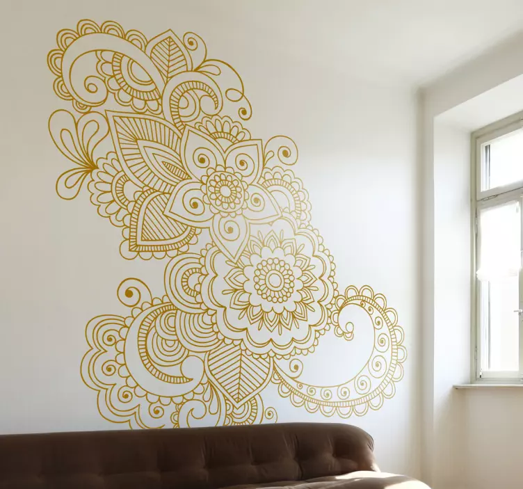 Asian Floral Pattern Flower Wall Sticker - TenStickers