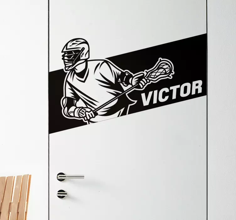 Lacrosse with Name Customisable Sticker - TenStickers