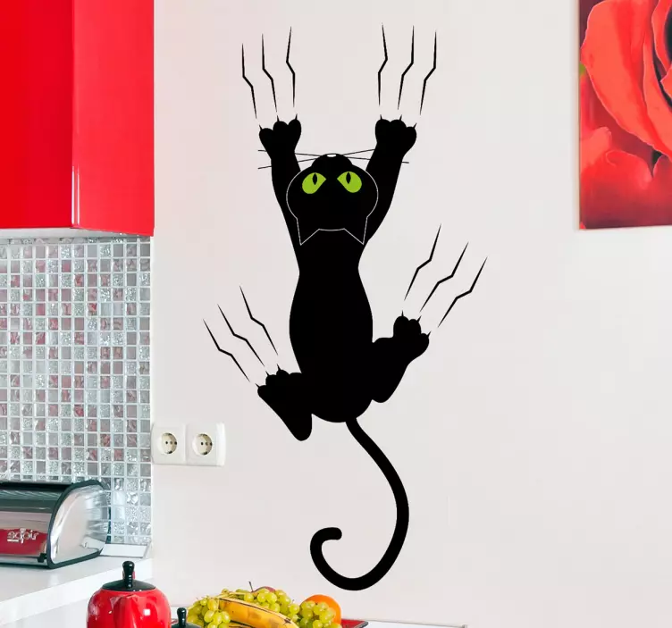 Cat on the Wall Kids Sticker - TenStickers