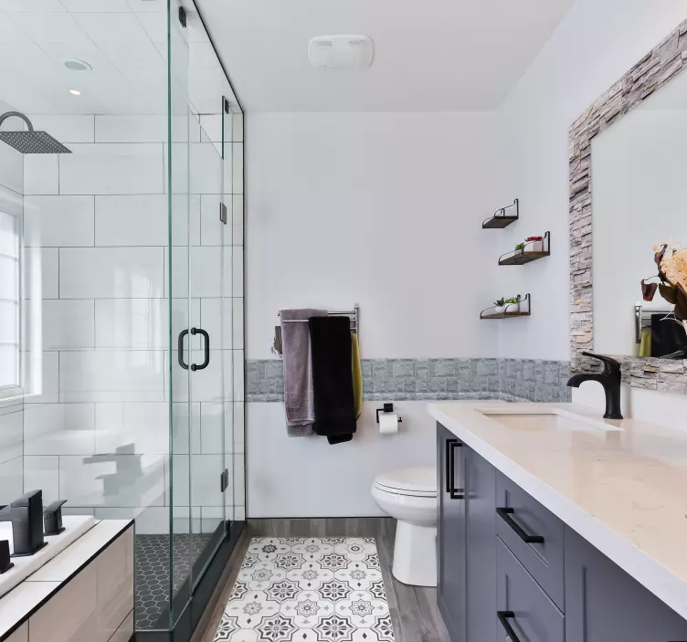 Gray squares and rectangles wall border sticker - TenStickers