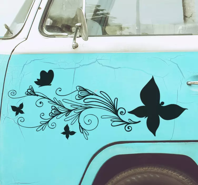 Flower and butterfly car decal - TenStickers