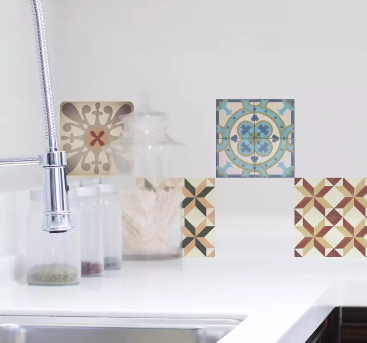 Wall tile adhesive hydraulic patterns - TenStickers