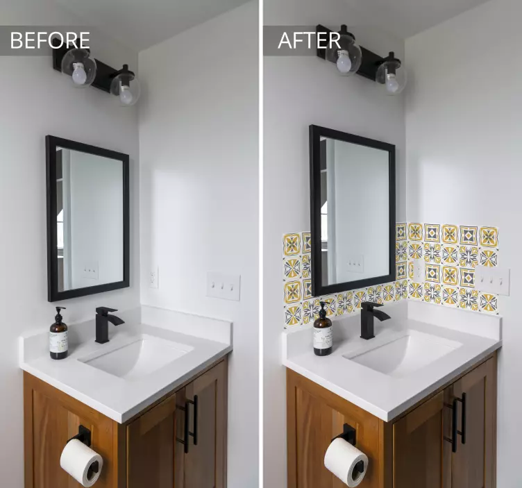 Yellow and Gray tile sticker - TenStickers