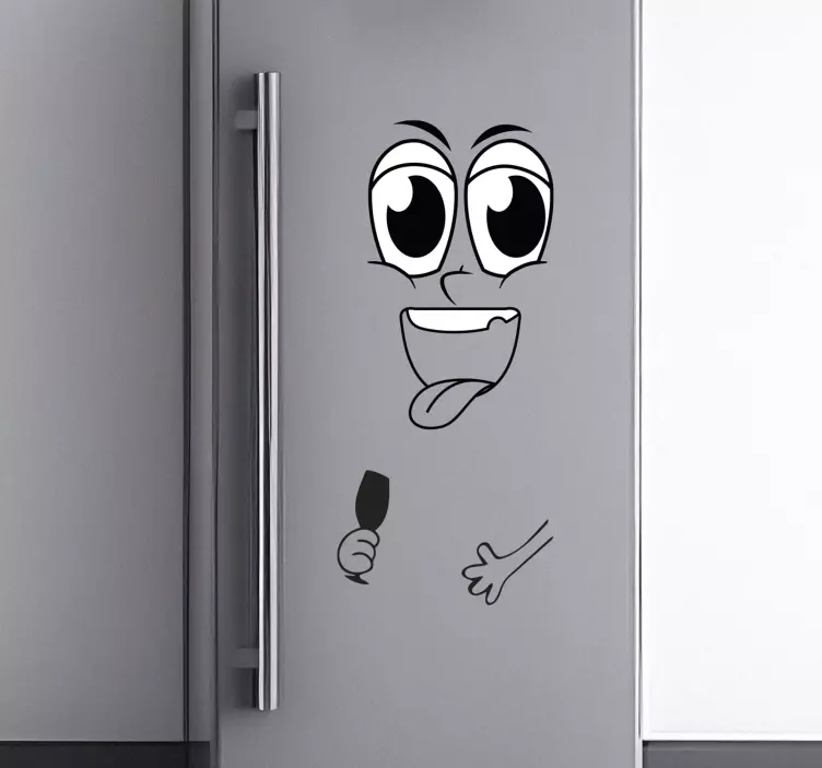 Vinyl Face with Cup fridge sticker - TenStickers