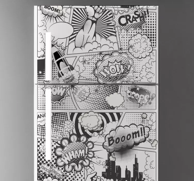Black and White Comic fridge sticker - TenStickers