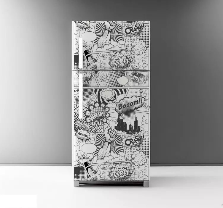 Black and White Comic fridge sticker - TenStickers