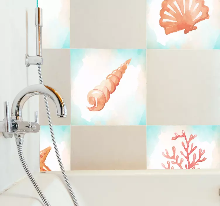 Sea Elements Wall Tile Sticker - TenStickers