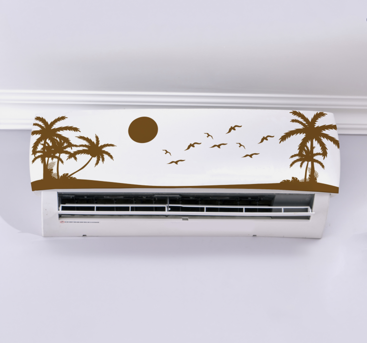 Sunset Beach with birds  air conditioning decal - TenStickers