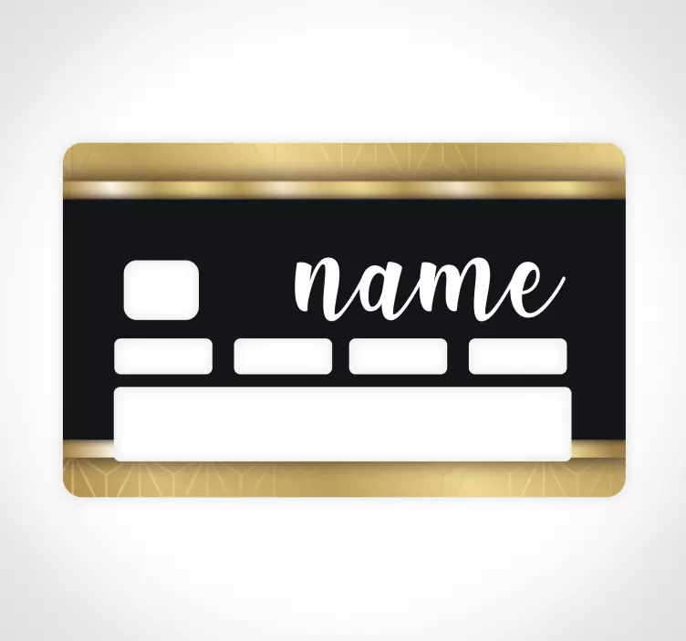 Black and gold personalised credit card sticker - TenStickers