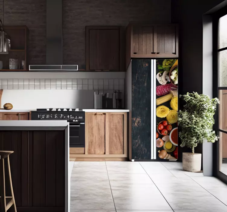 Fruits on Wood  texture fridge sticker - TenStickers