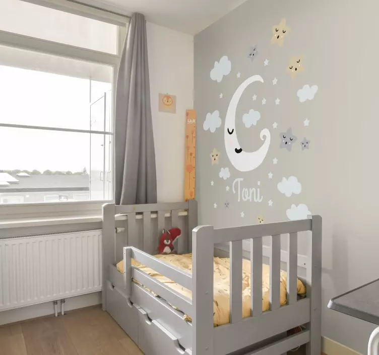 Personalised Moon and Stars Wall Sticker - TenStickers