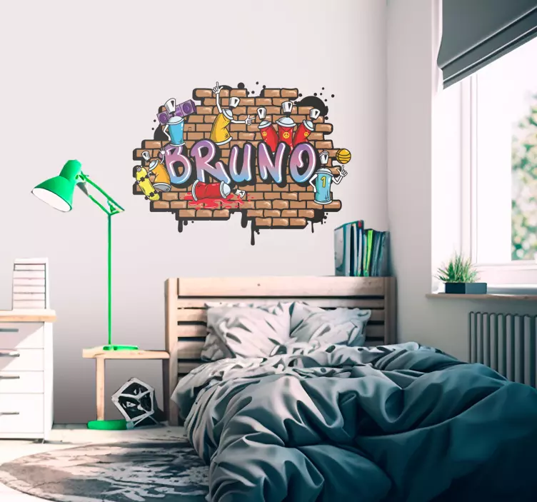 graffiti on brick wall urban decal - TenStickers