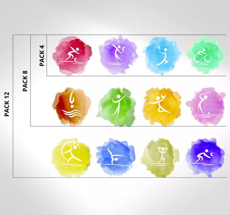 Sports wall decal colorful athletic icons - TenStickers