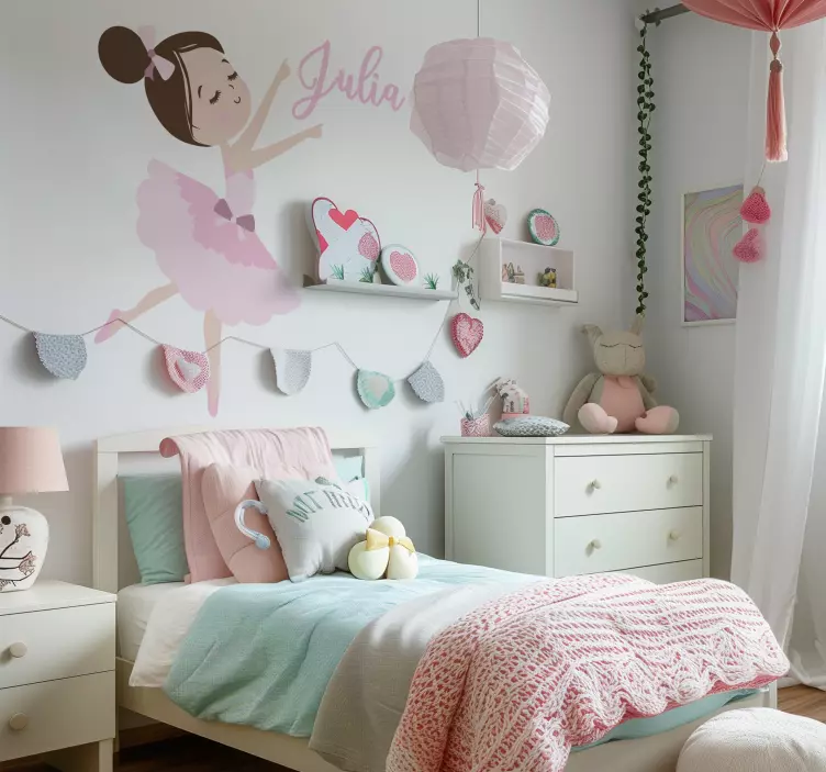 Little ballerina illustration wall decal - TenStickers