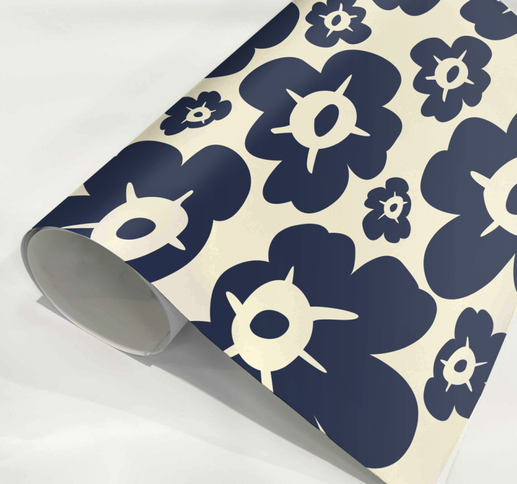 Dark blue poppy flower wall sticker - TenStickers