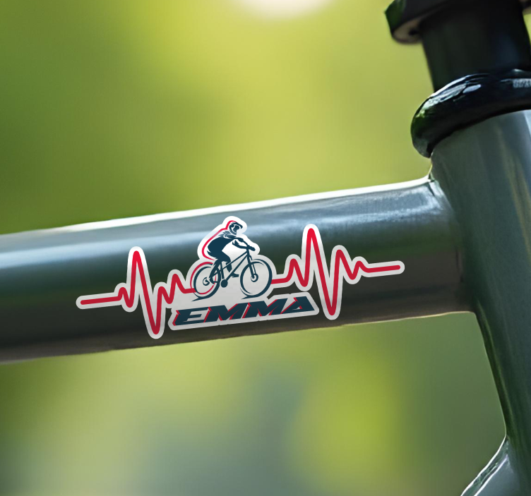 Heart beat bike name sticker - TenStickers