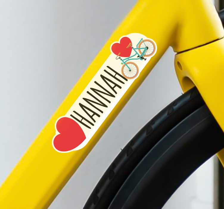 Two hearts bike name sticker - TenStickers