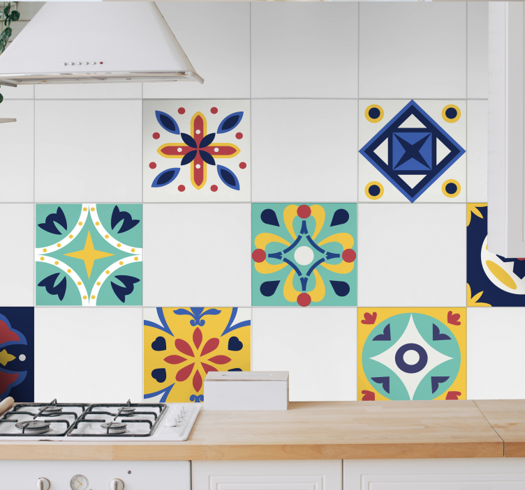 Kitchen  floral patterns kitchen wall tile sticker - TenStickers