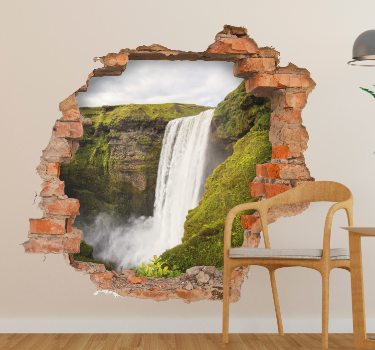 trompe l'oeil waterfall wall sticker - TenStickers