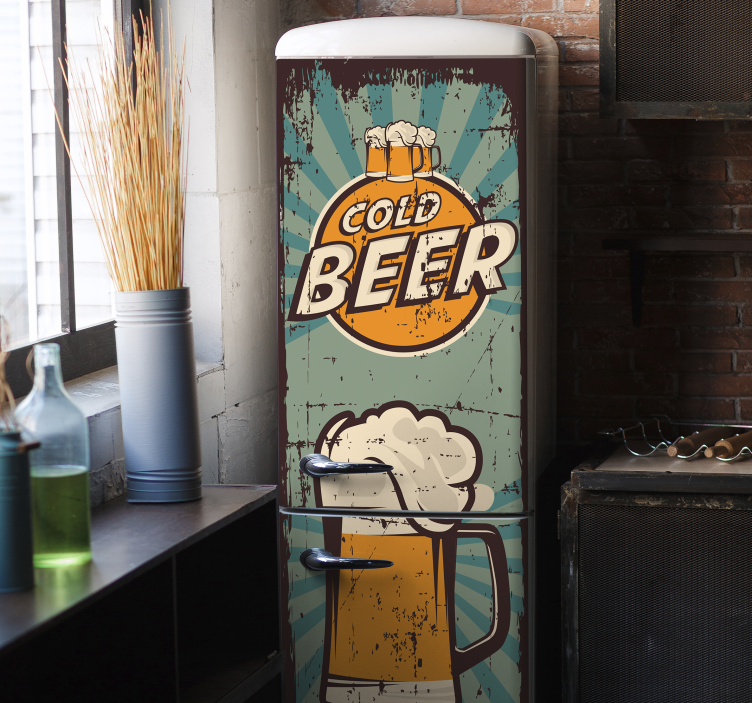 Texured beer mugs fridge sticker - TenStickers
