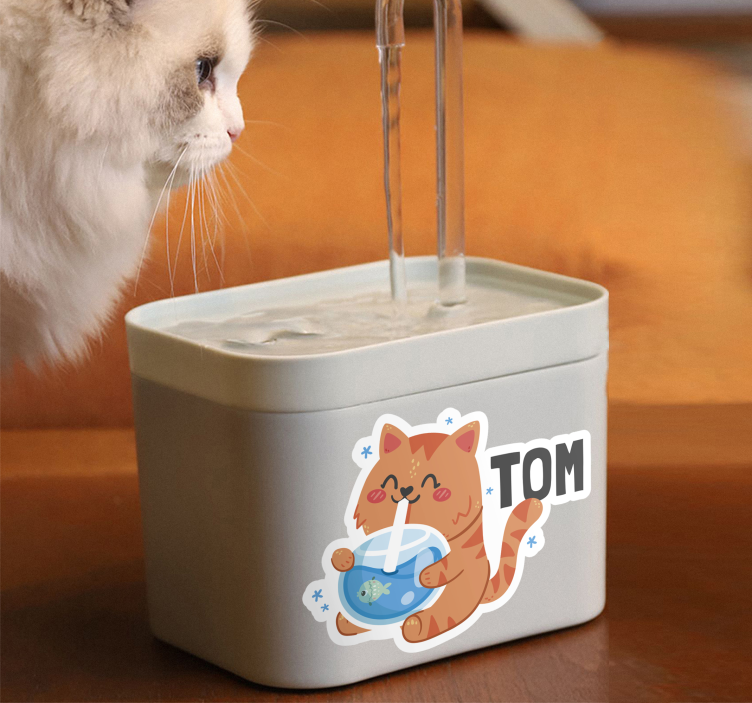 water dish with name wall sticker - TenStickers