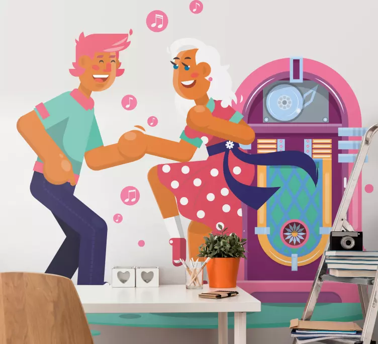 70s colorful jukebox dancers urban decal - TenStickers