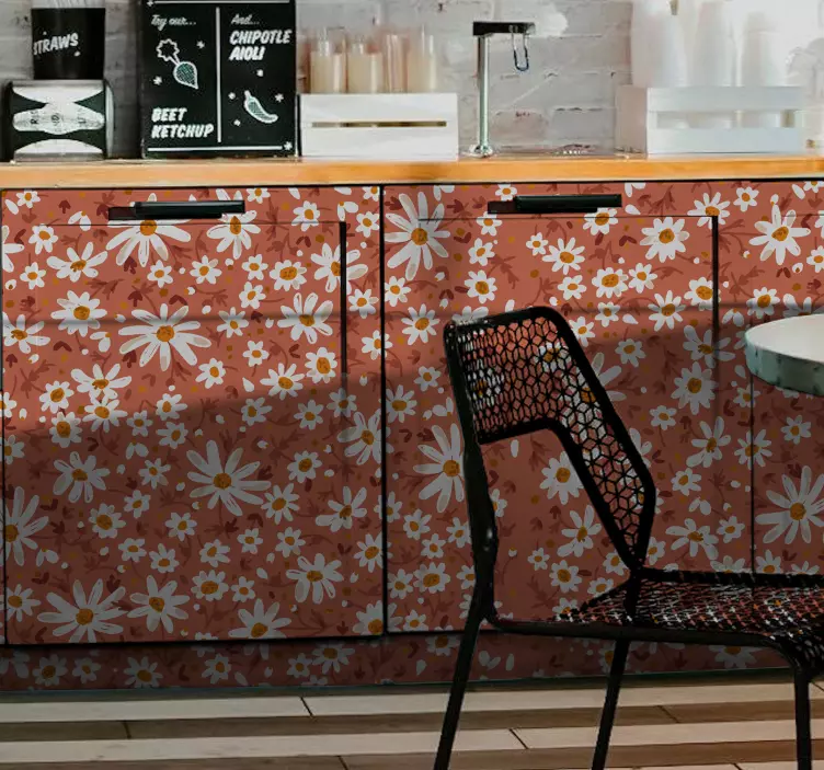 70's daisy pattern furniture sticker - TenStickers