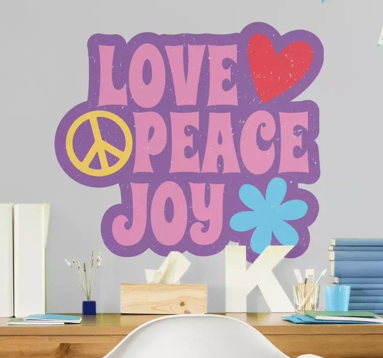 70's Love peace joy wall stickers quote - TenStickers