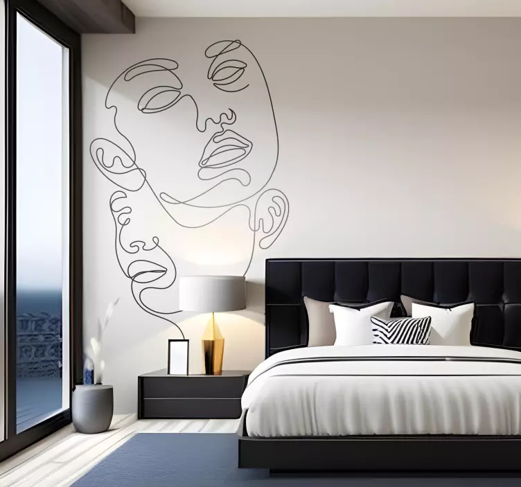 Abstract faces bedroom wall decal - TenStickers