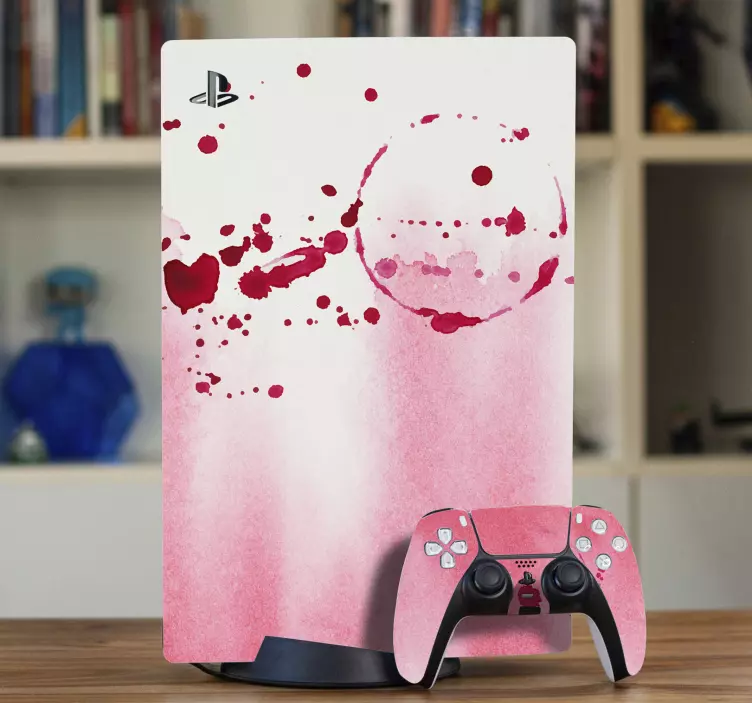 Abstract white and red PS5 sticker - TenStickers