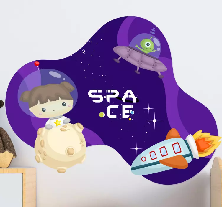 Adorable Cosmic Journey space wall sticker - TenStickers