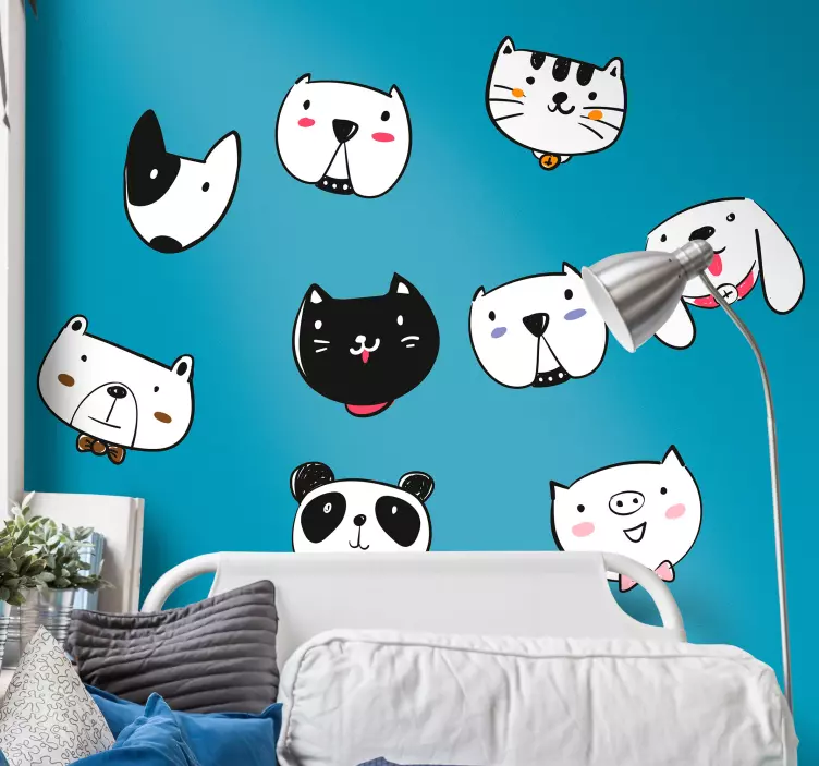 Adorable Creature Faces pet wall sticker - TenStickers