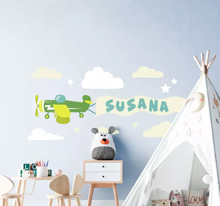 Airplane and Clouds wall stickers for kids - TenStickers