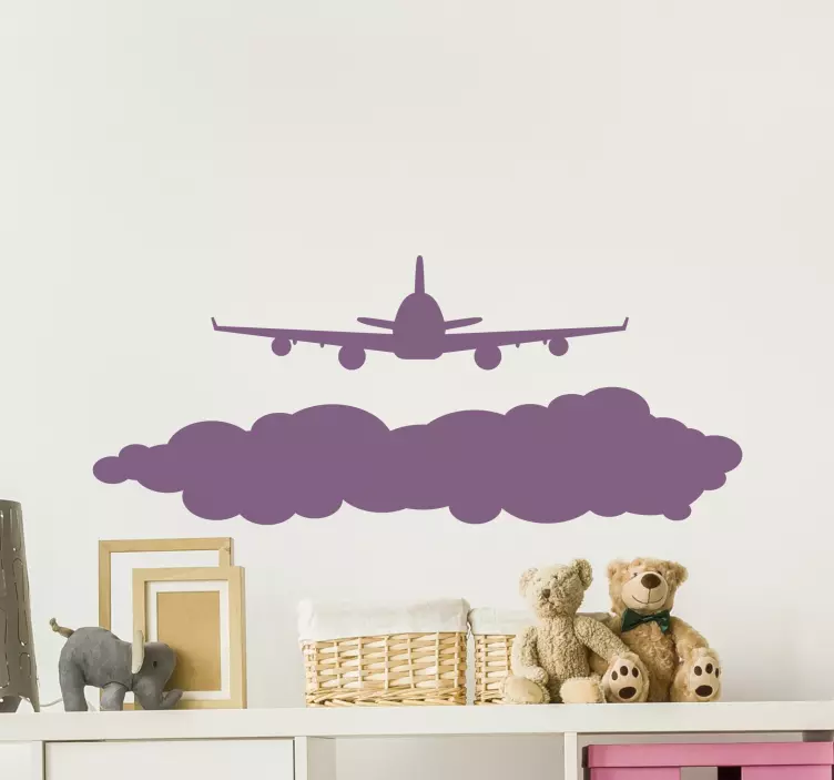 Airplane Cloud Scene location wall sticker - TenStickers