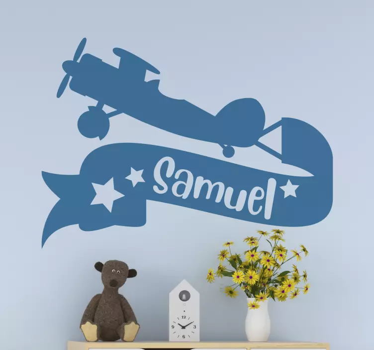 Airplane Name Banner wall stickers for kids - TenStickers
