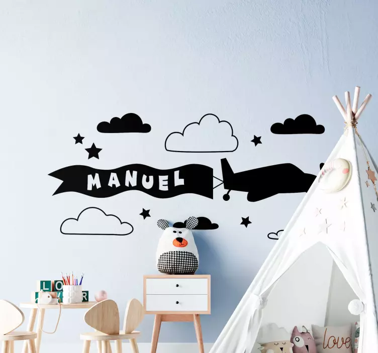 Airplane with Banner wall stickers for kids - TenStickers