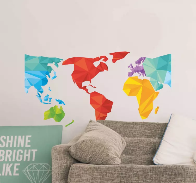 America Geometric shape world map sticker - TenStickers