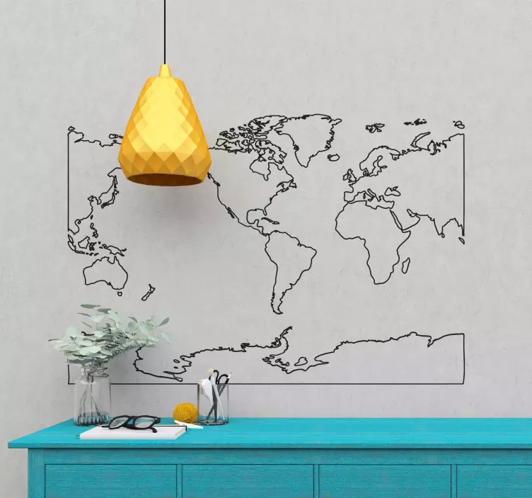 America centred outline map  sticker - TenStickers