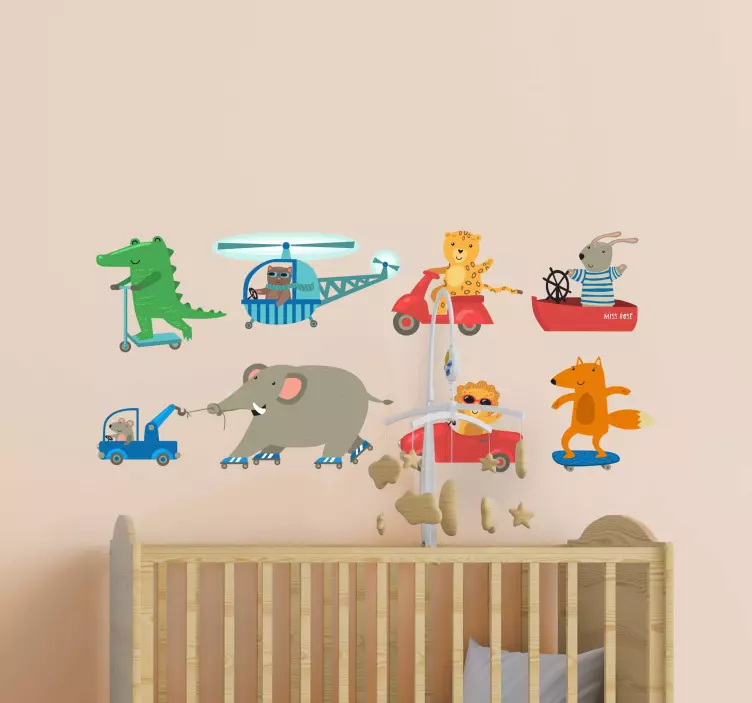 Animal adventure scene illustration wall art - TenStickers