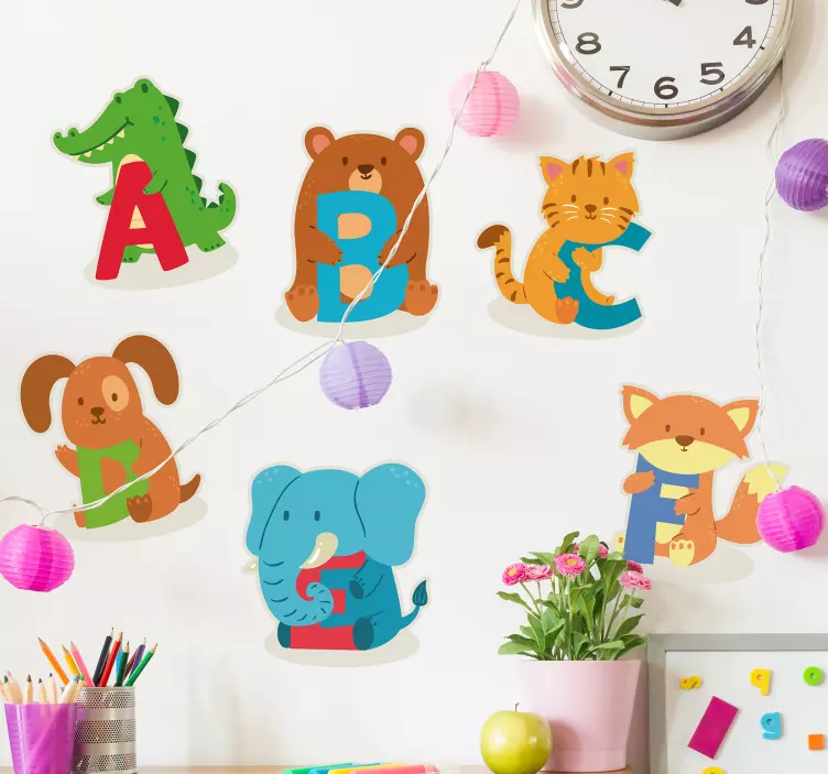 Animal Alphabet Characters wall stickers for kids - TenStickers