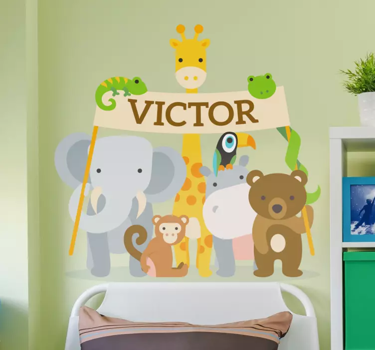 Animal Name Banner Children's Sticker - TenStickers