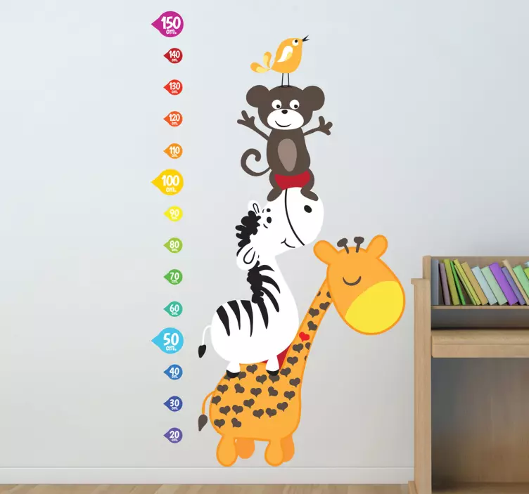 Animals Height Chart Wall Sticker - TenStickers