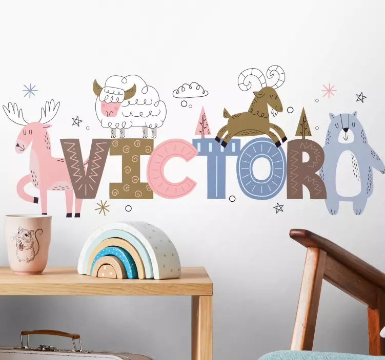 Animals With Name wall stickers for kids - TenStickers