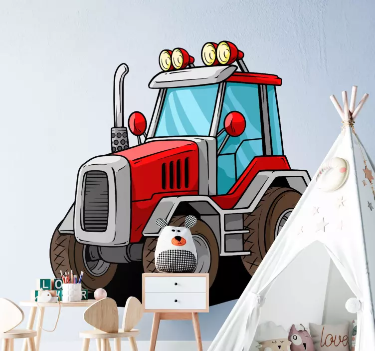 Animated Agricultural Tractor farm animal wall decal - TenStickers