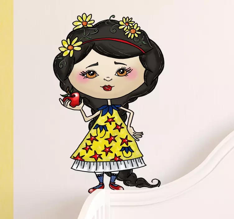 Animated Apple Girl cartoon sticker - TenStickers