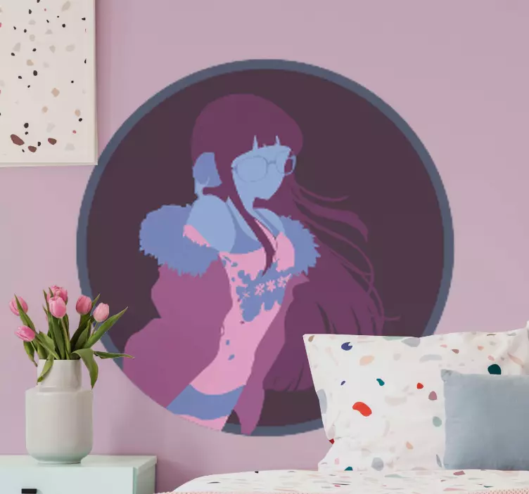 Anime glasses girl character  stickers - TenStickers