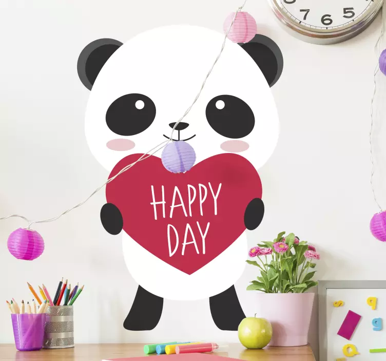 Anime panda for happy day illustration sticker - TenStickers